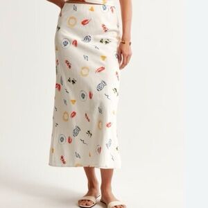Abercrombie & Fitch Linen Nautical Italian Picnic Maxi Skirt Size Small